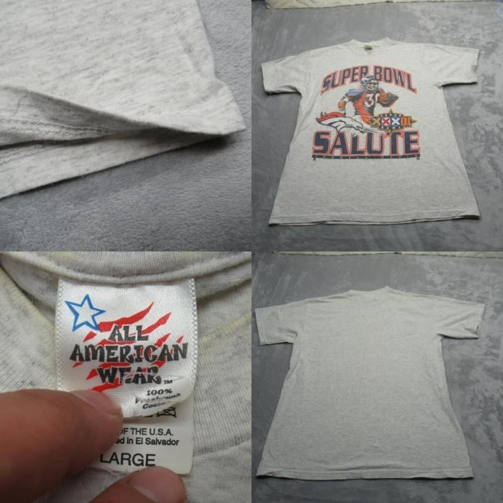 Devenver Bronchos Shirt Mens Large Gray Salute Terrell Davis NFL RARE VTG‎ 97